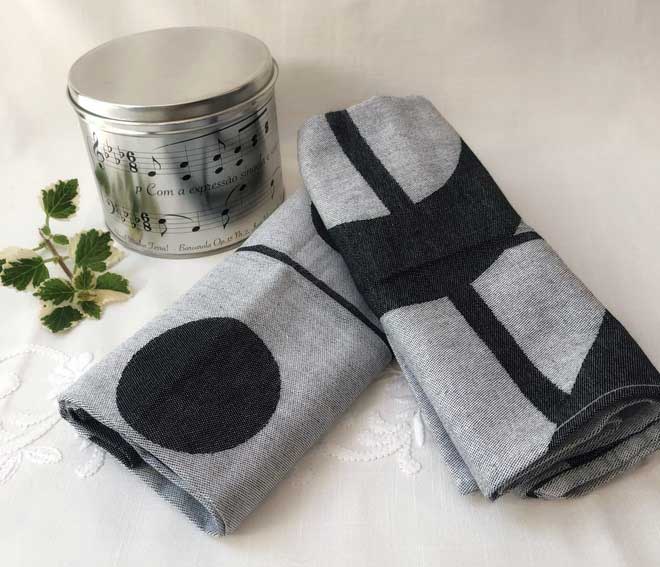Ręczniki kuchenne MG klucz- wiolinowy/basowy (komplet 2-sztuk) w ozdobnej puszce